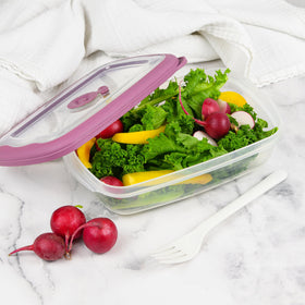 Tribello freezer-to-microwave containers with clear BPA-free plastic.