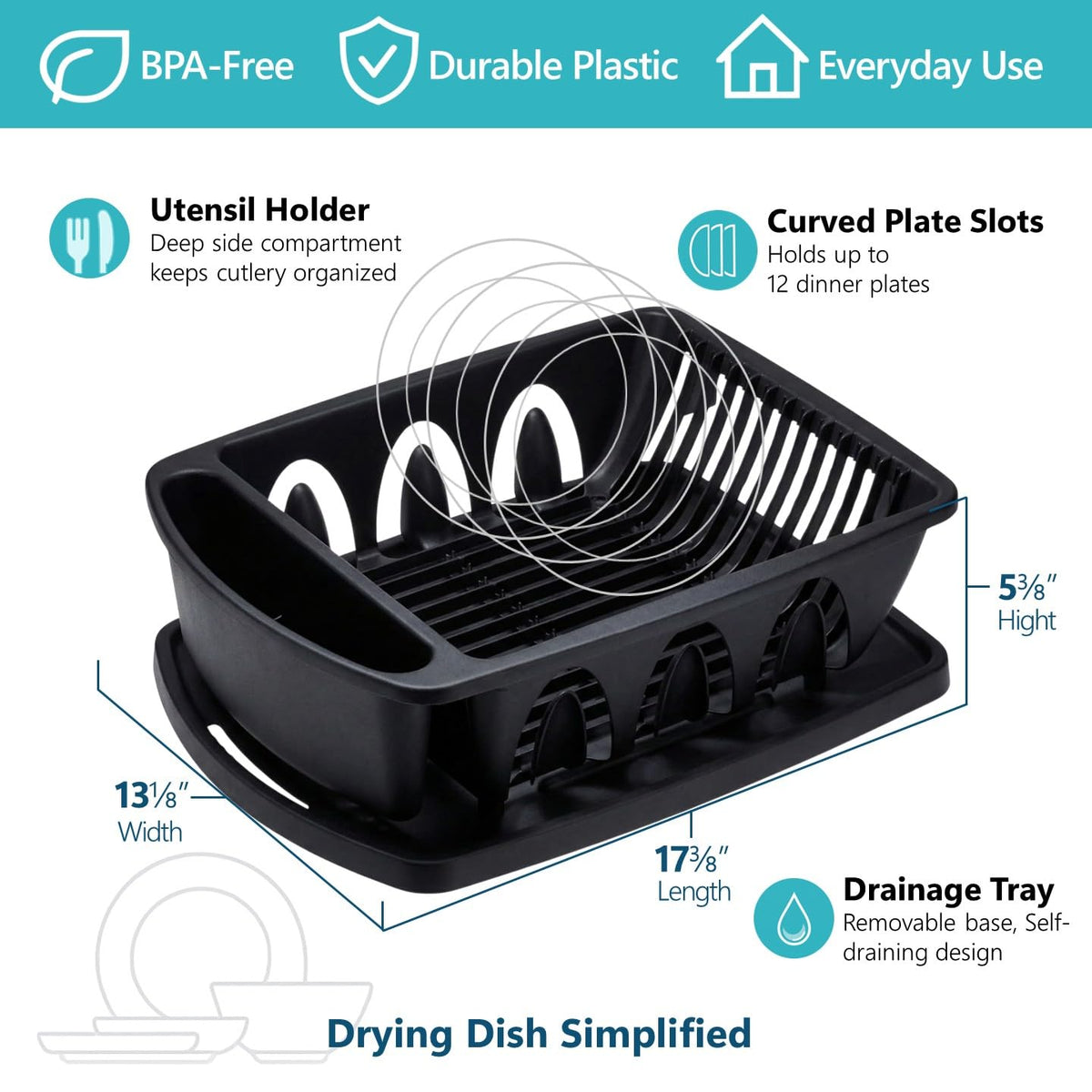Tribello heavy-duty plastic dish rack built to last in a busy kitchen