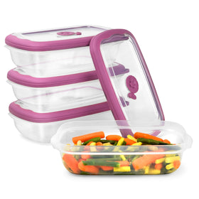 Tribello meal prep containers with steam-vent lids for quick reheating.