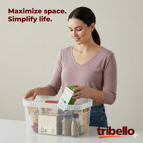 Tribello two-pack storage bins designed to fit 16-inch wire shelving.