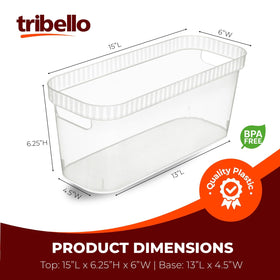 Tribello narrow storage bin showing integrated carry handles for easy transport.