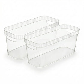 Tribello narrow storage bin with open top for quick access in tight spaces.