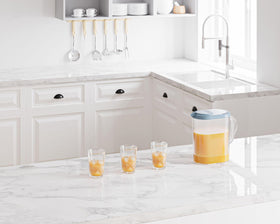 Tribello pitcher dishwasher-safe construction simplifies cleanup.