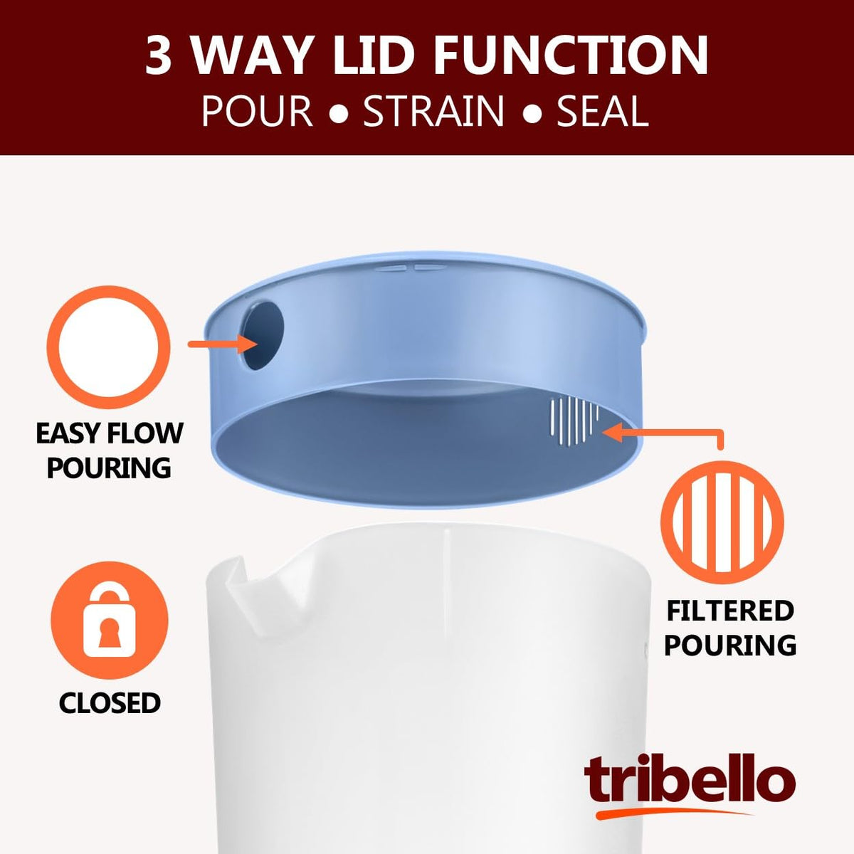 Tribello pitcher with graduated marks helps mix drinks accurately.