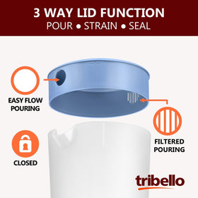Tribello pitcher with graduated marks helps mix drinks accurately.