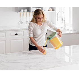 Tribello pivot-top spout enables smooth, drip-free pouring from the pitcher.