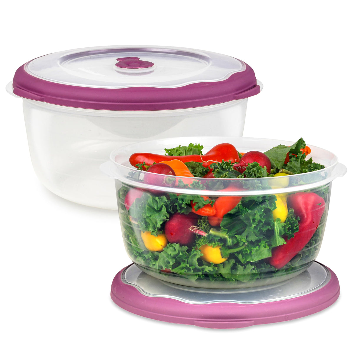 Tribello two-pack bowls with lids for everyday serving and transport.