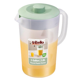 Tribello water pitcher 1gal clear pour for easy, mess-free serving during meals.