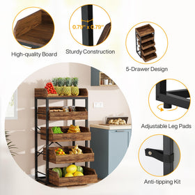 Tribesigns sturdy kitchen storage rack in particleboard and metal for lasting performance.