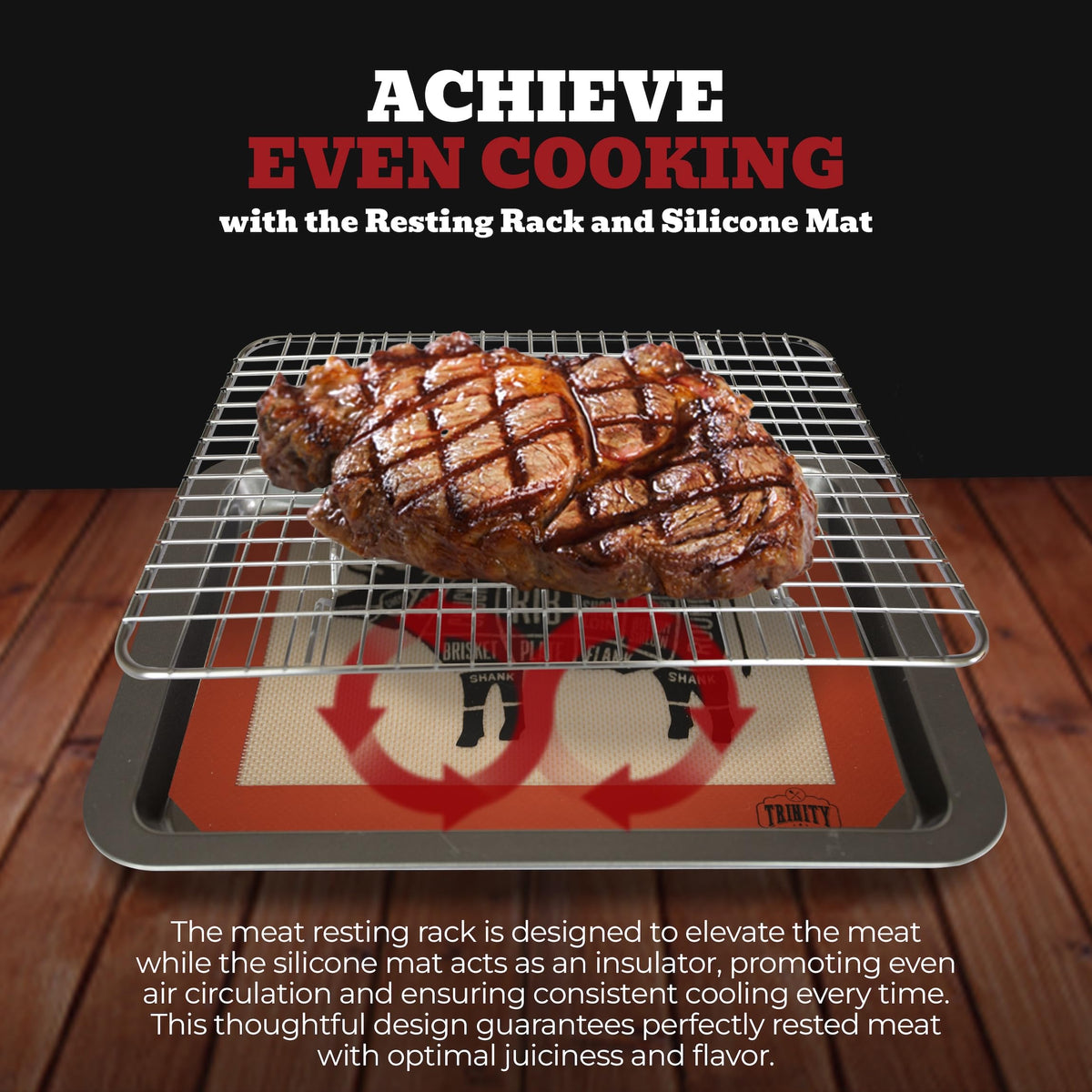 Trinity Provisions oven-safe meat resting pan for hot cooking sessions