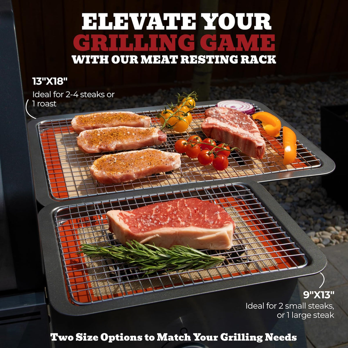 Trinity Provisions silicone mat resting pan for drip-catching and cooling