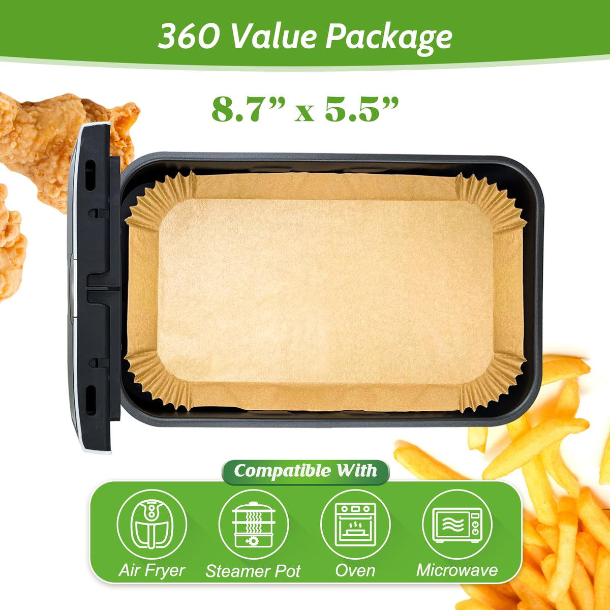 Tripho 8-7x5-5 inch unbleached liners suitable for various trays