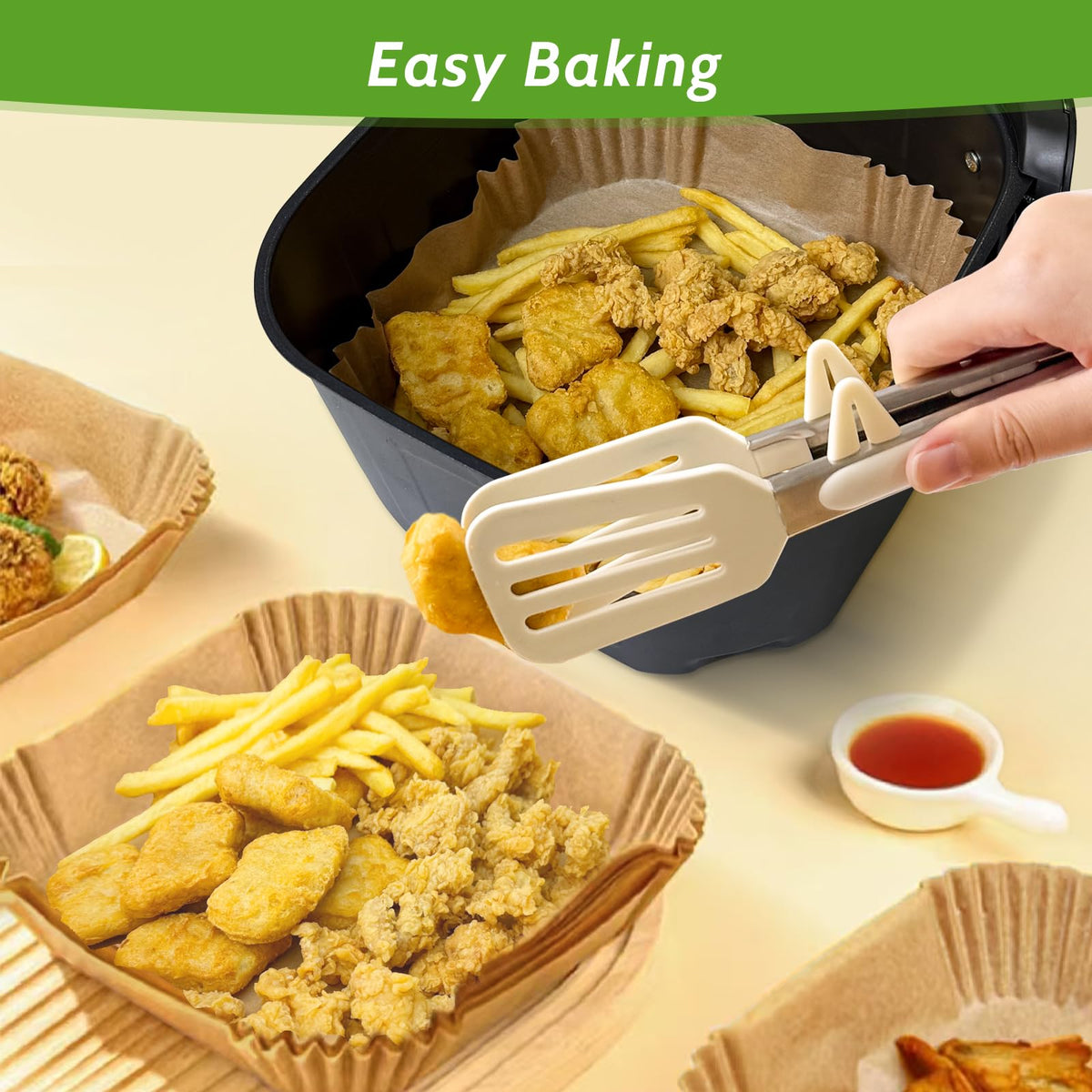 Tripho 8-inch parchment liners keep food from sticking while baking.