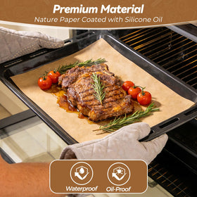 Tripho parchment sheets in microwave, safe for quick reheats.