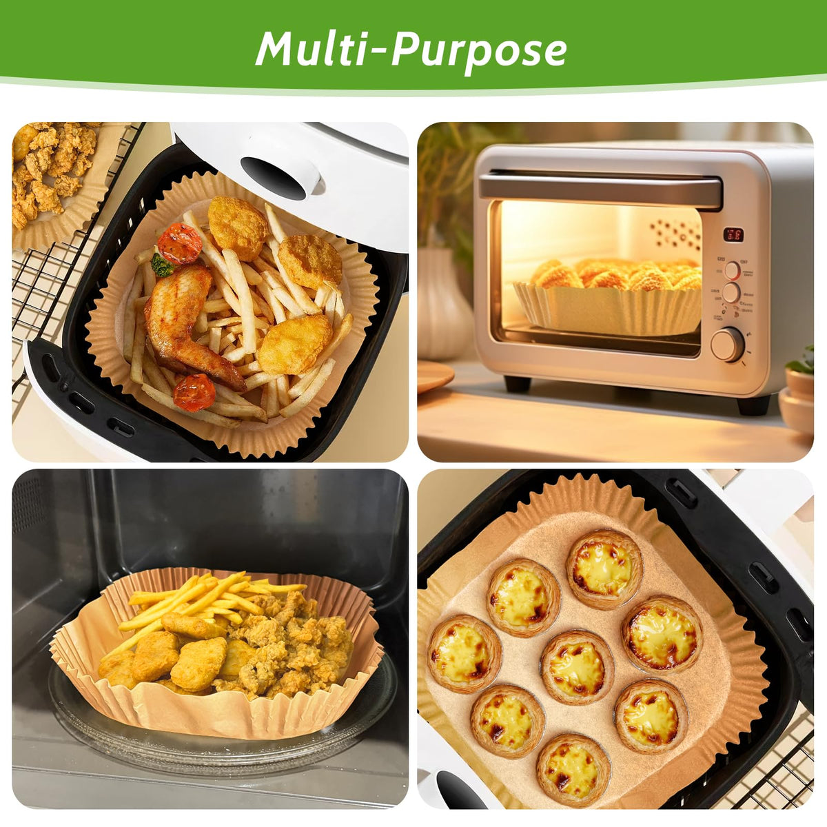 Tripho liners are oven, steamer, and microwave safe for various kitchens.