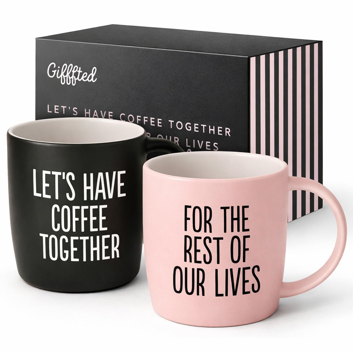 Triple Gifffted lets have coffee together mug set with gift box ready for gifting.