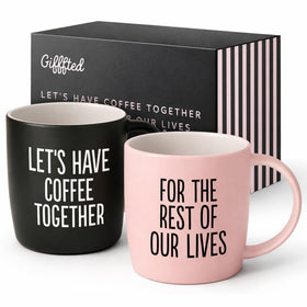 Triple Gifffted lets have coffee together mug set with gift box ready for gifting.