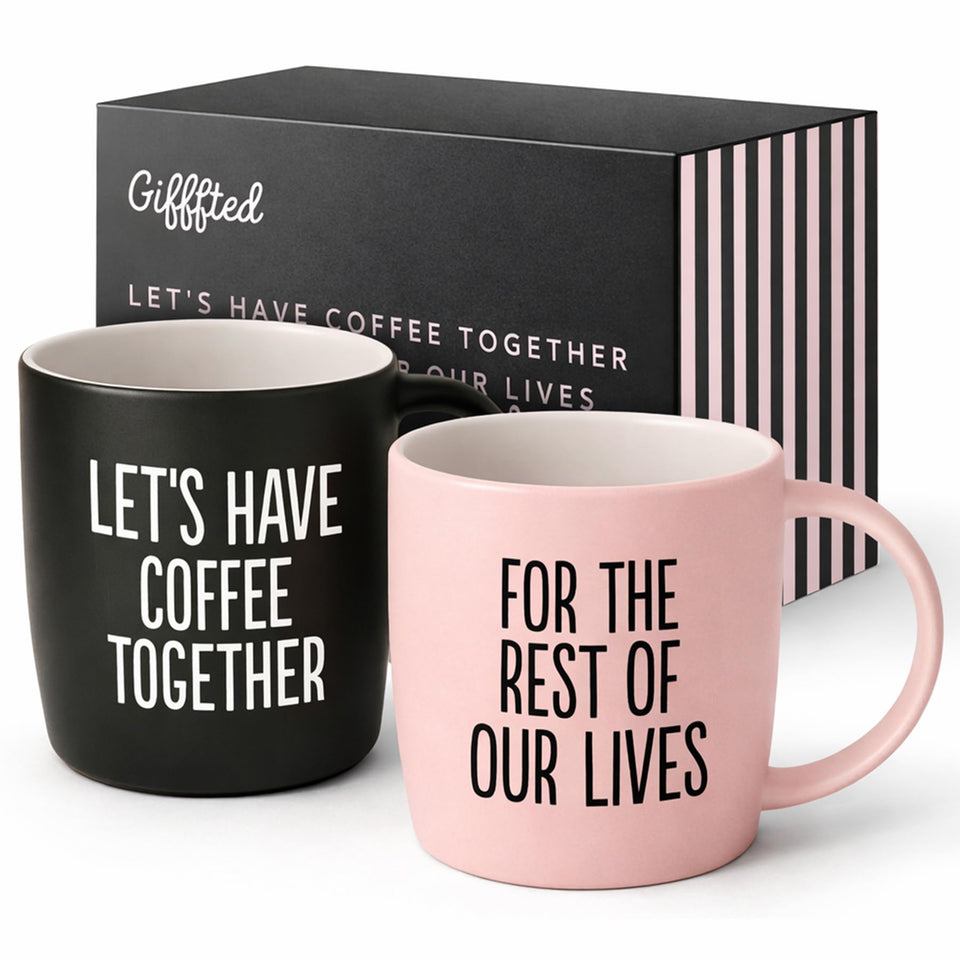 Triple Gifffted lets have coffee together mug set with gift box ready for gifting.