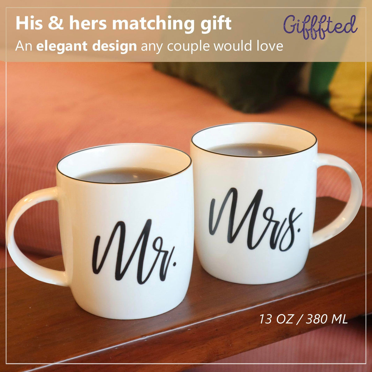Triple Gifffted Mr Mrs mugs printed on both sides for visibility