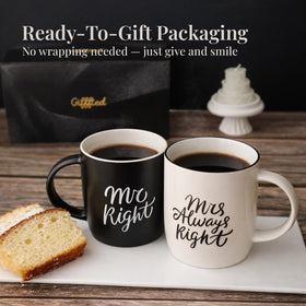 13-ounce capacity mugs ideal for coffee or tea.