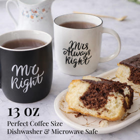 Mr Right and Mrs Always Right mugs with matching design for couples.