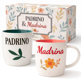 Triple Gifffted Padrino y Madrina mug with gift box for baptism celebrations