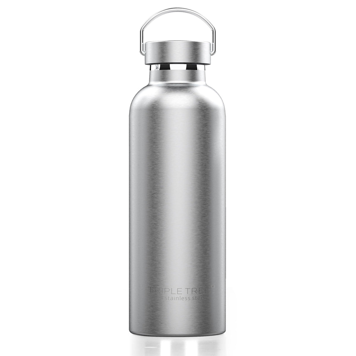 Triple Tree 26oz bottle closeup shows durable stainless steel finish and premium coating.