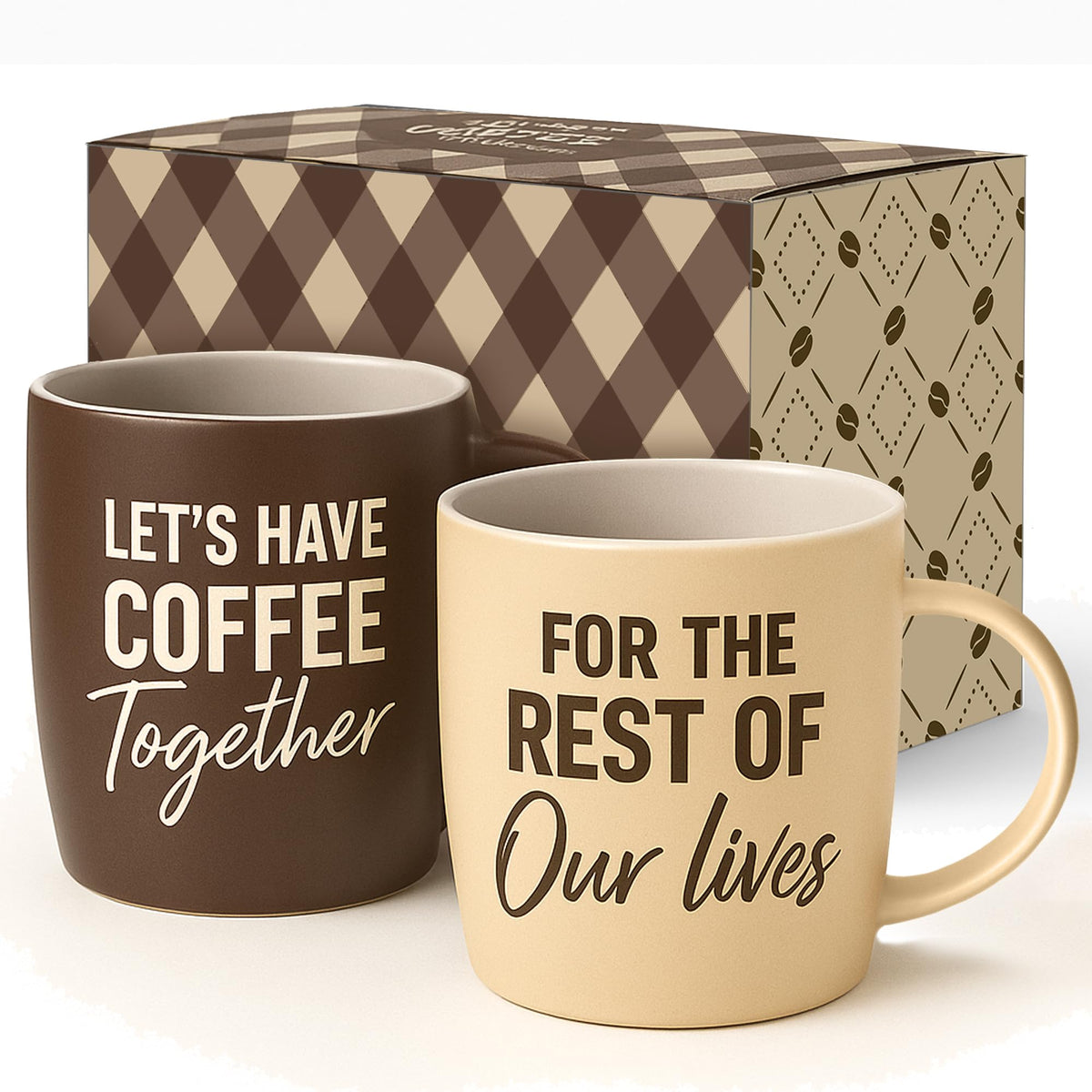 Triple Gifffted Let’s Have Coffee Together mug set for couples, ideal for daily mornings