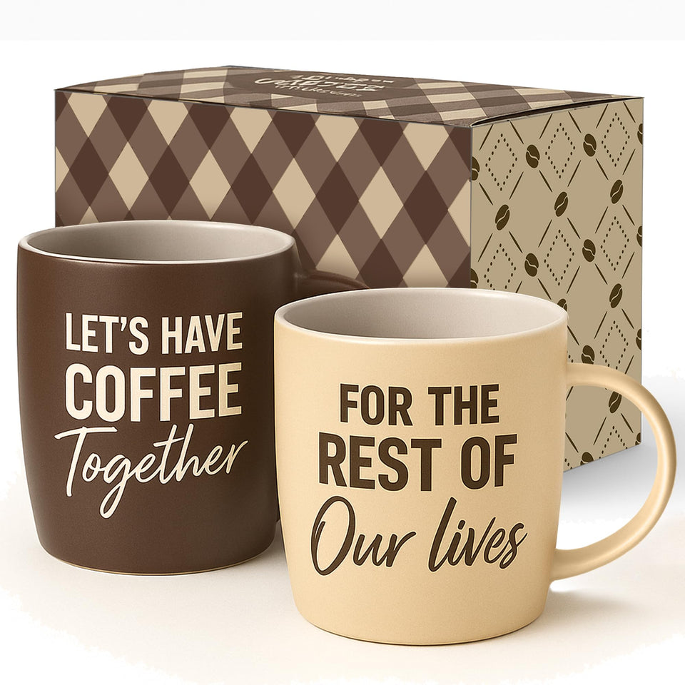 Triple Gifffted Let’s Have Coffee Together mug set for couples, ideal for daily mornings