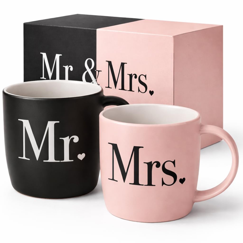 Triple Gifffted Mr and Mrs mugs set for weddings and anniversaries