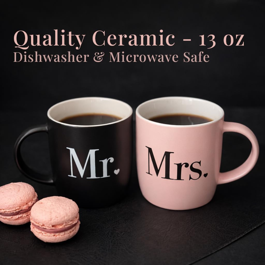 Romantic typography with small heart details on mugs