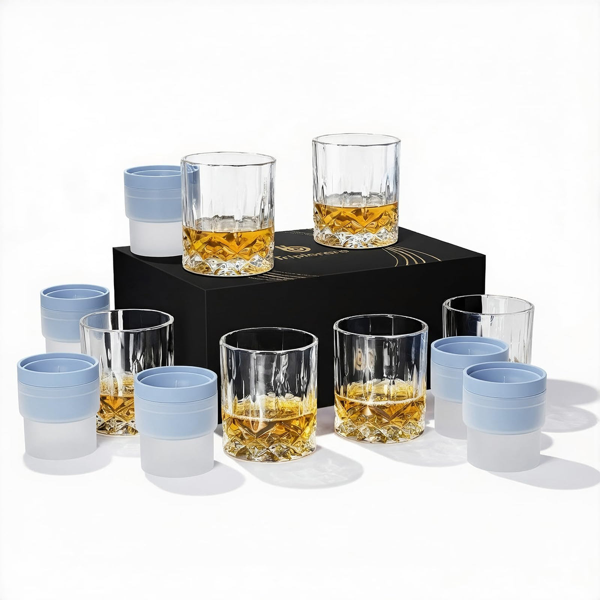 Triplorare whiskey glasses set of 6 on a polished bar for elevated tasting