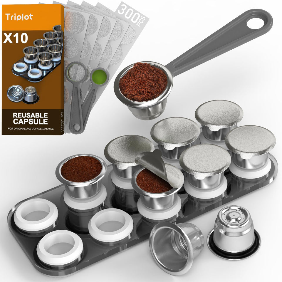 Triplot OriginalLine reusable capsules with storage tray for convenient pre-filling and freshness.
