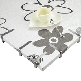 TriPole tablecloth clip protects fabric during outdoor buffets and dining.