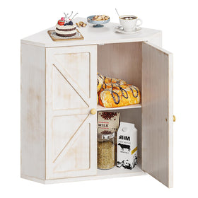 Trironsun corner bread box with two-layer bamboo stores two loaves neatly on the counter.