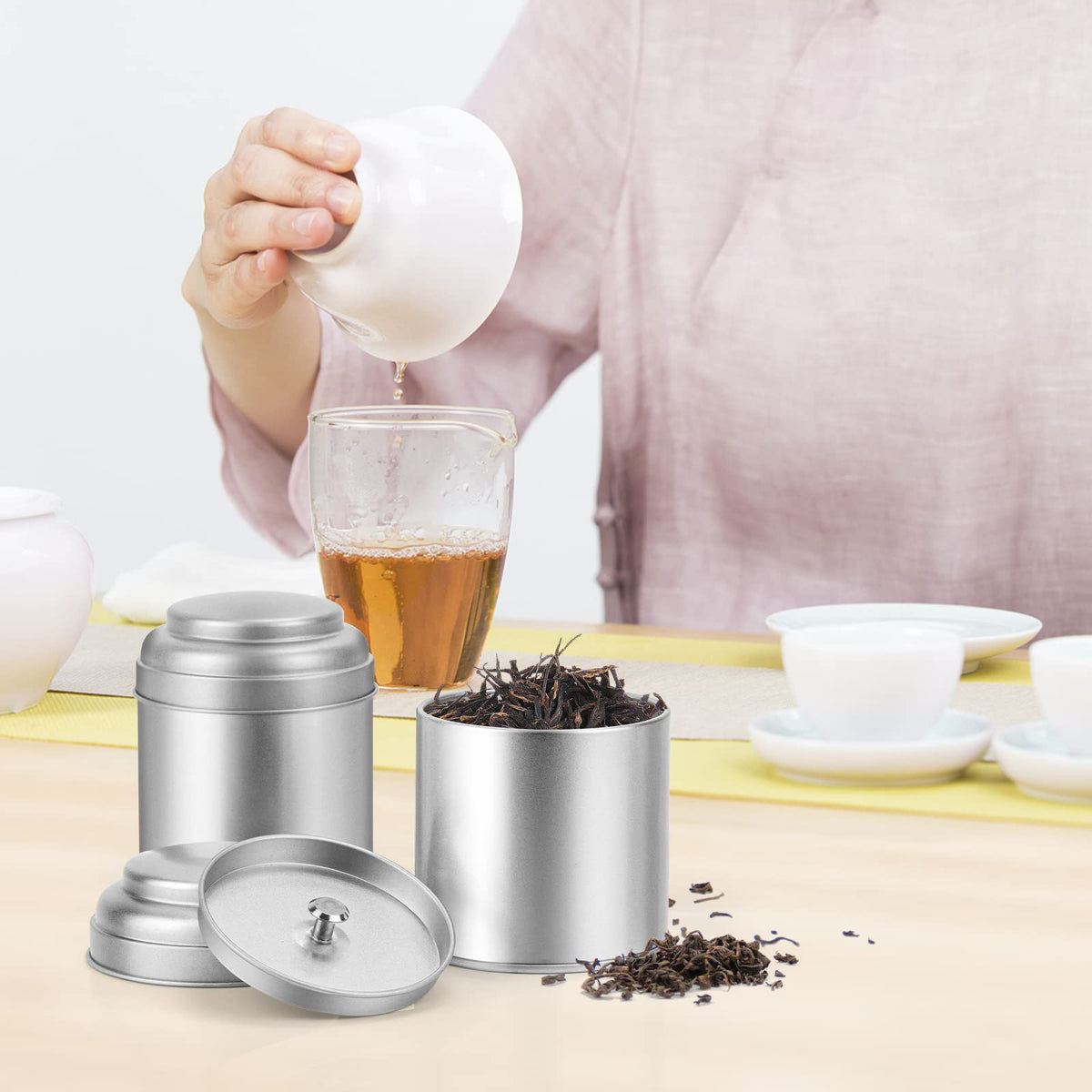 TRISCO 8 oz capacity compact tin for everyday tea storage.