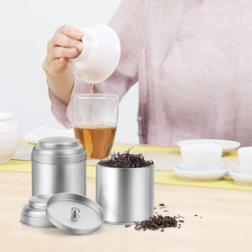 TRISCO 8 oz capacity compact tin for everyday tea storage.