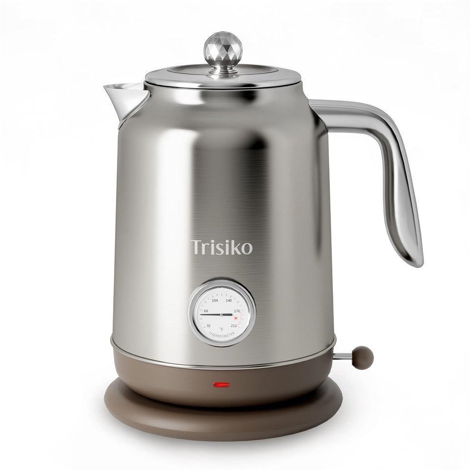 Trisiko 1.7L kettle thermometer close-up for precise brewing at home