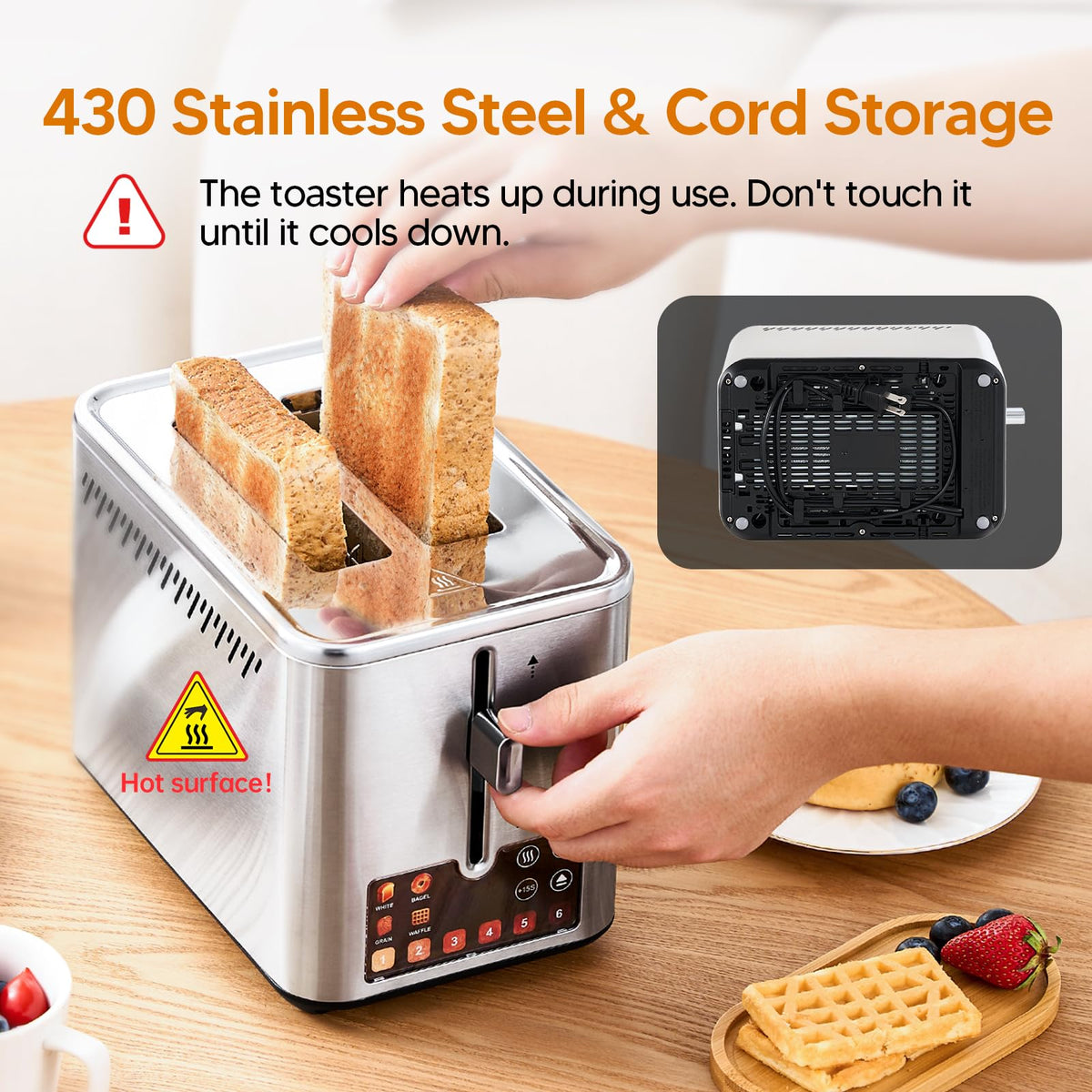 Trisiko toaster +15s boost feature for extra toasting time when needed