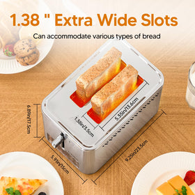 Trisiko toaster bagel slot with high-lift lever for safe handling