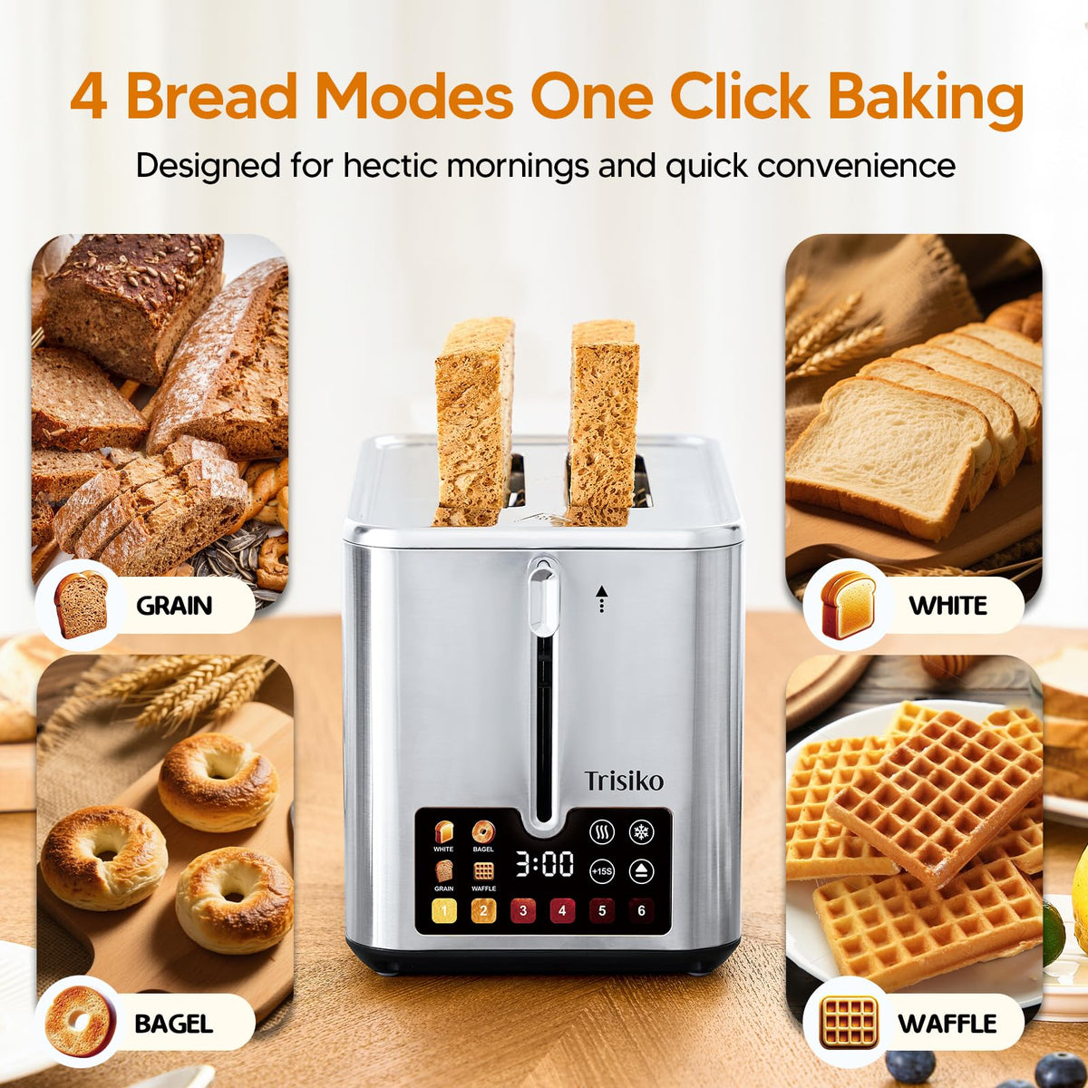 Trisiko toaster compact design suitable for dorms, apartments, and offices