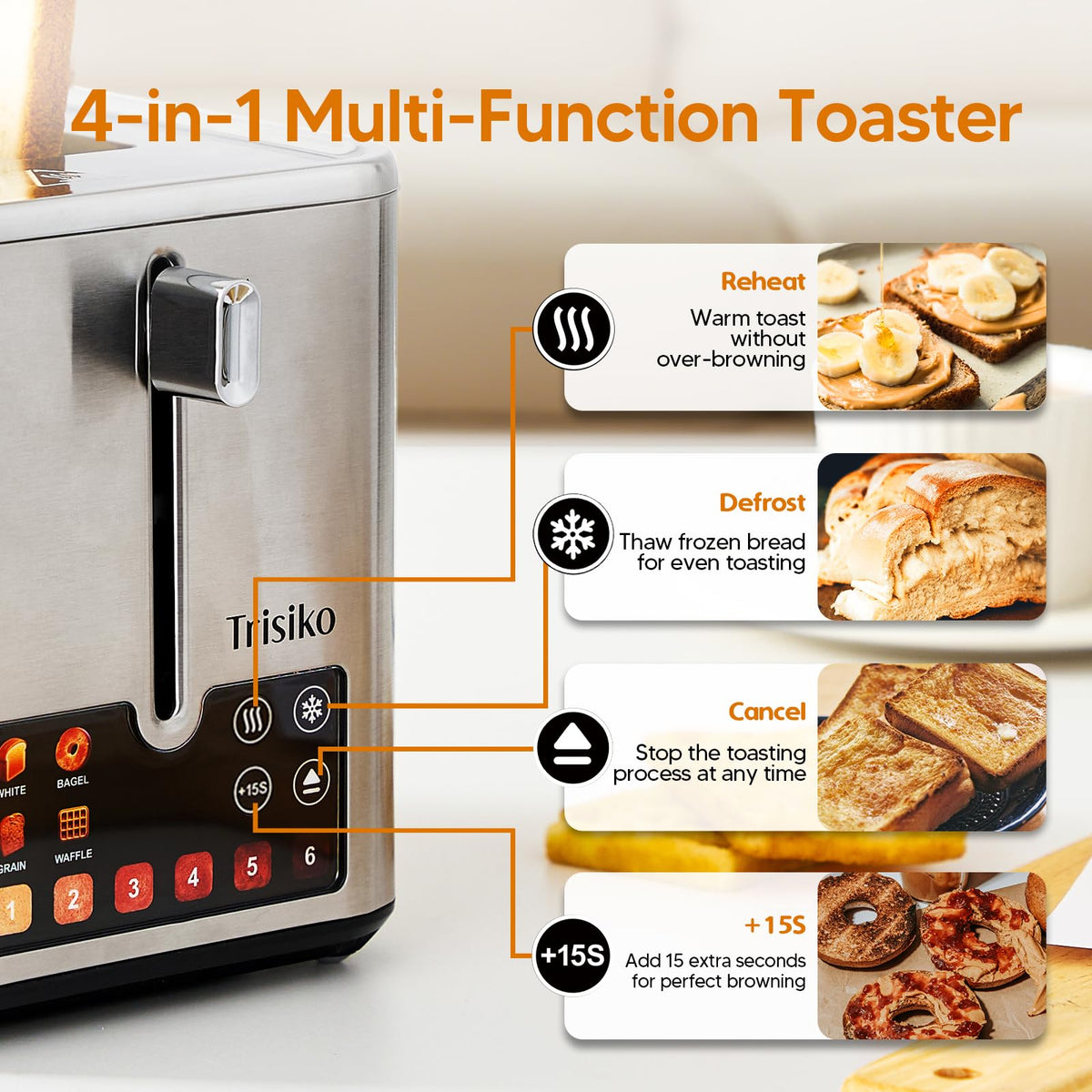 Trisiko toaster removable crumb tray keeping counters clean and tidy
