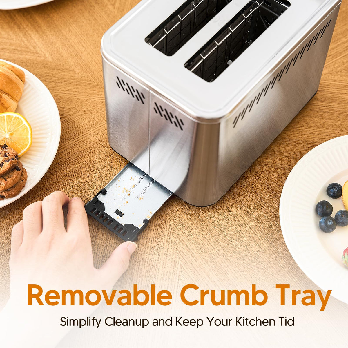 Trisiko toaster reheat, defrost, cancel buttons demonstrating flexible control