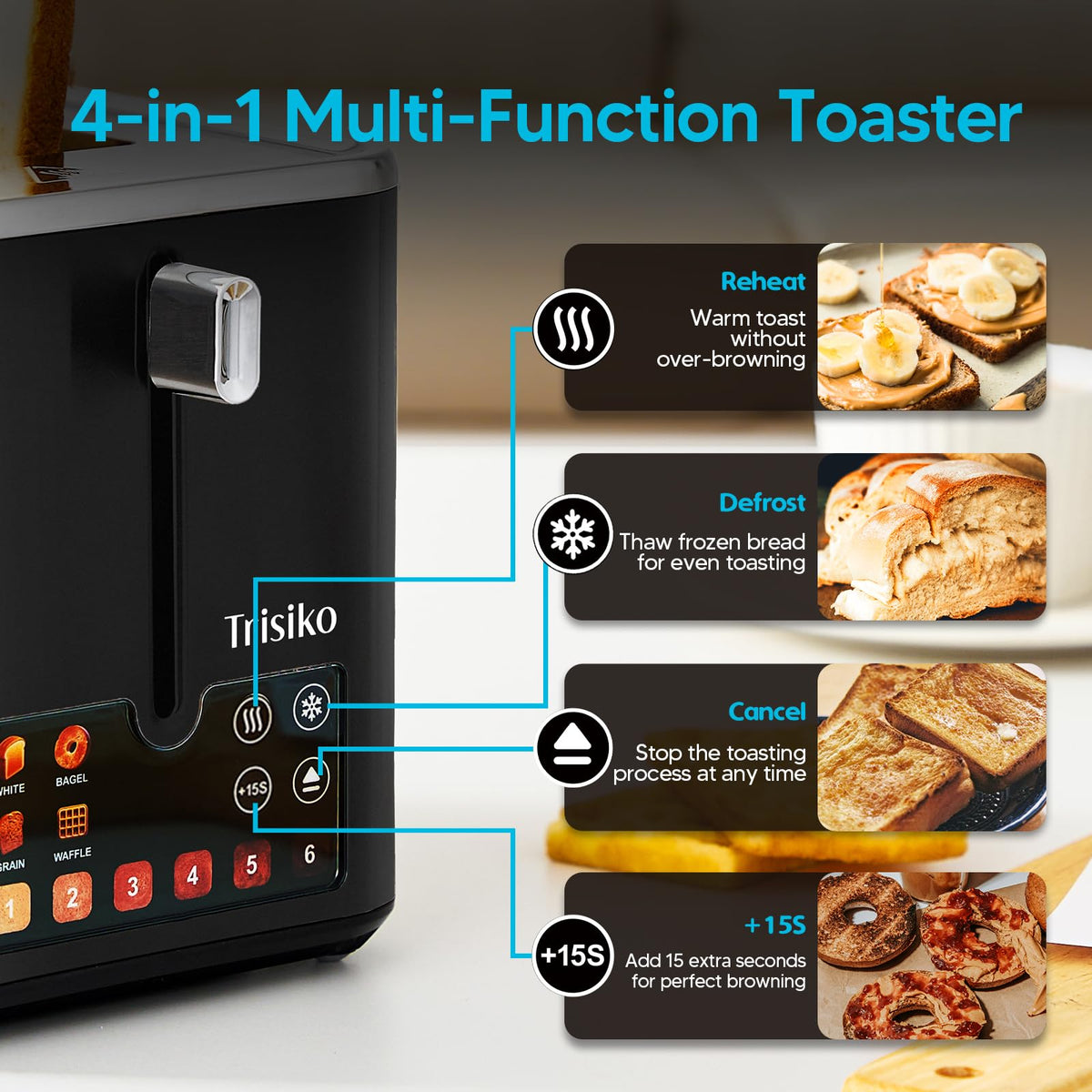 Trisiko brushed stainless steel finish adds modern kitchen style