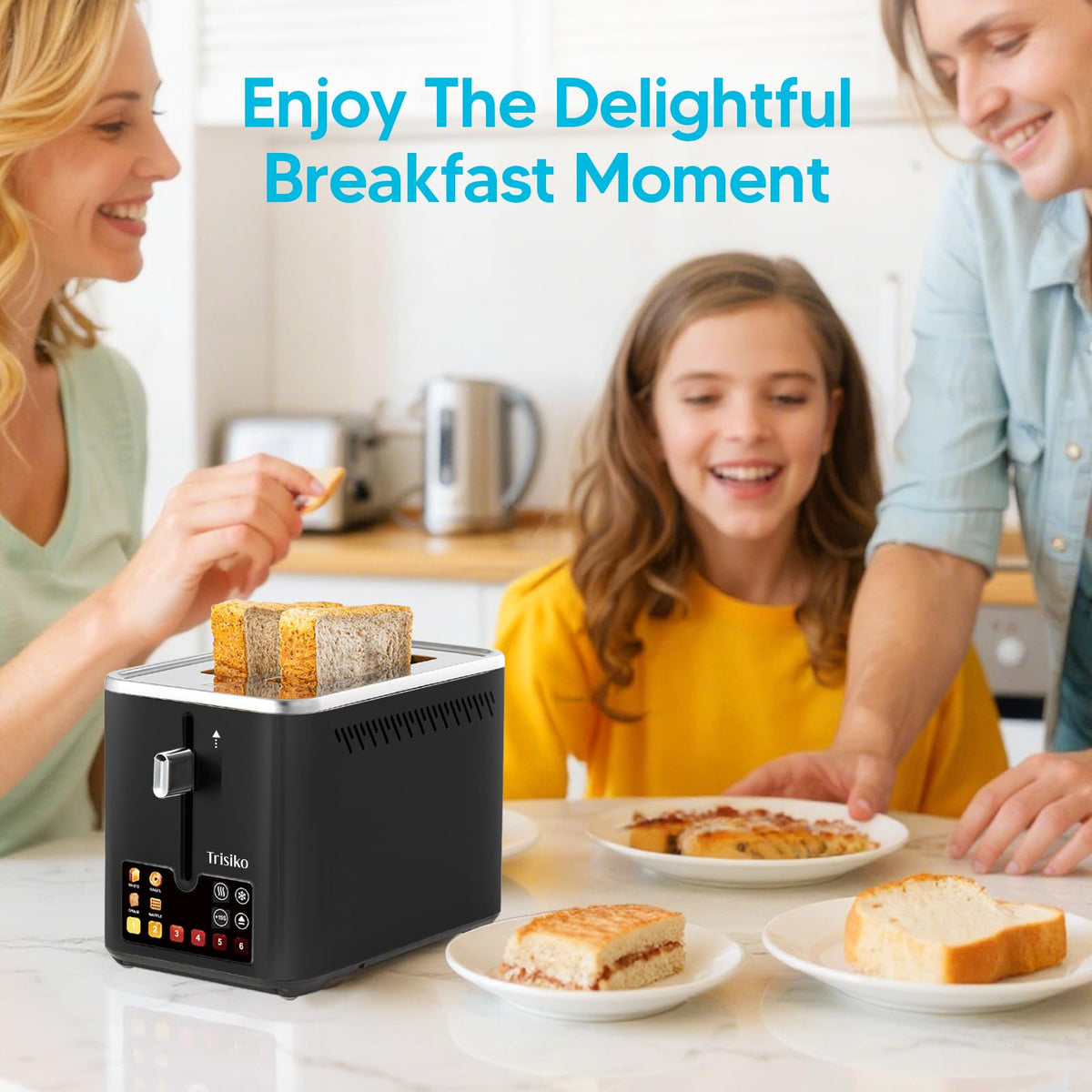 Trisiko toaster digital timer display shows countdown clearly