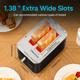 Trisiko toaster wide 1.38-inch slots for bagels and thick slices