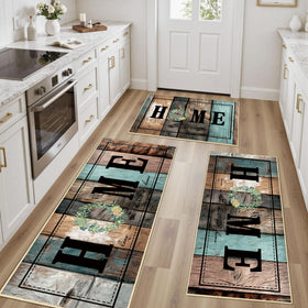 Tritard non-slip kitchen rug 20x32 front view with soft vintage pattern and secure grip