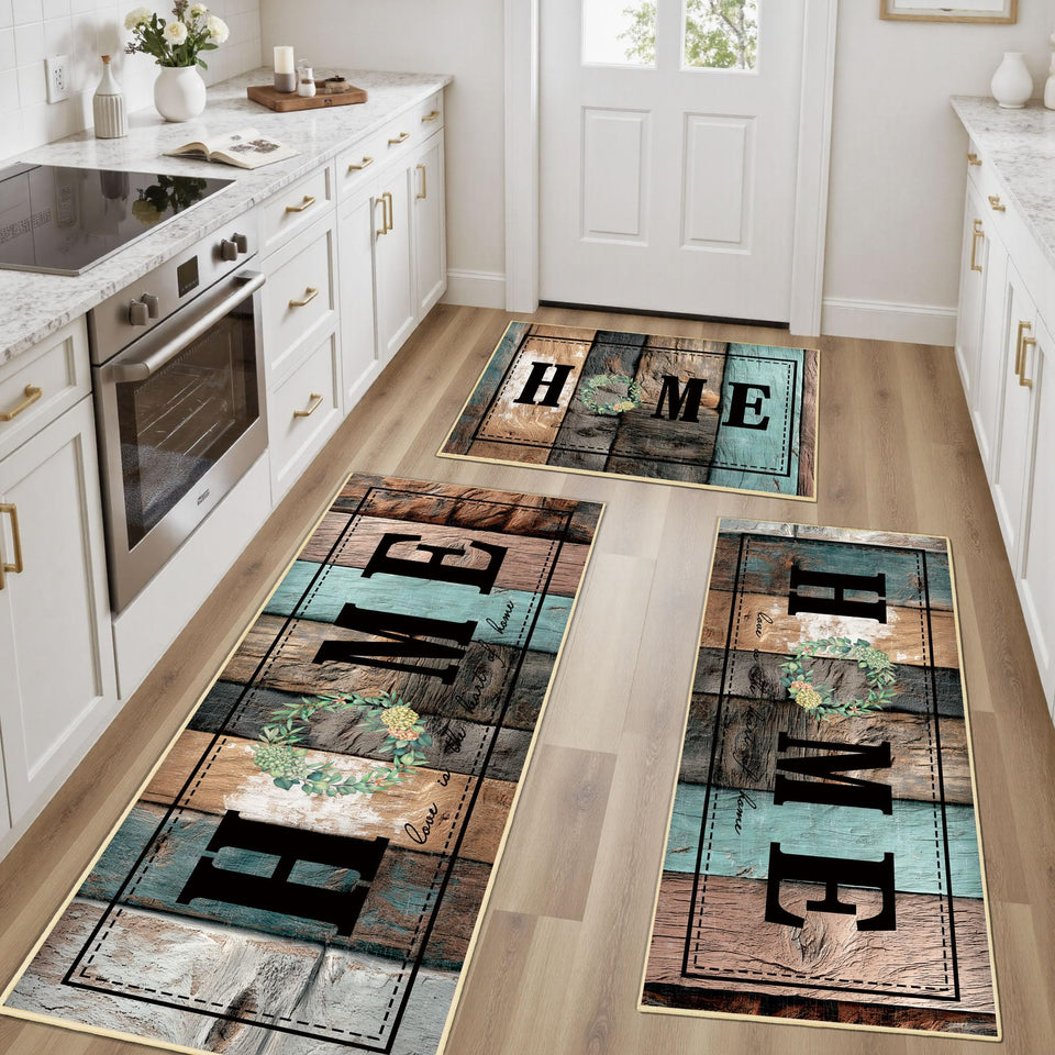 Tritard non-slip kitchen rug 20x32 front view with soft vintage pattern and secure grip