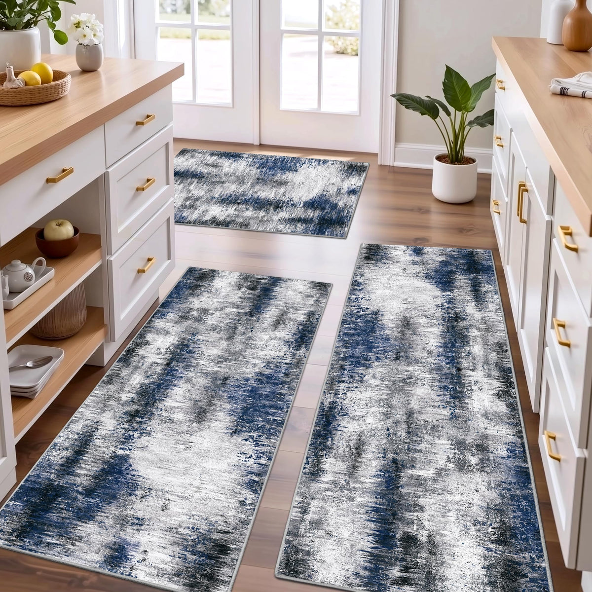 Tritard Upgrade rug with non-slip backing stabilizes on tile and wood floors