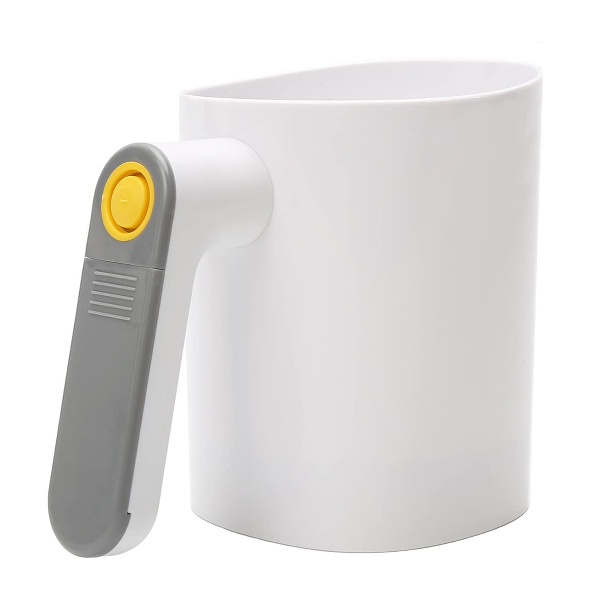 TriTree battery-operated flour sifter, side view, compact for effortless baking prep.